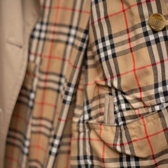 Vintage Burberrys Trench Coat Nova Check Belted Tan Mens L - Picture 11 of 16